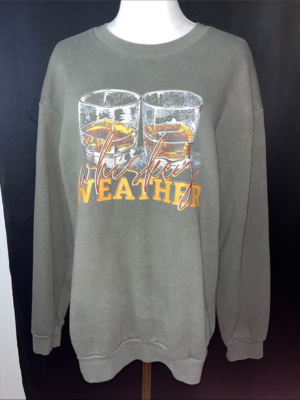American Apparel Whiskey Weather Graphic Sweatshirt - Olive Green